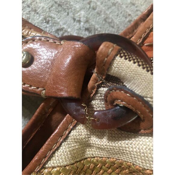 Fossil Patchwork Striped Canvas Triple Compartment Satchel - Picture 6 of 15